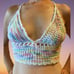 Crop Top Halter Multicolor SM MED Handcrafted Festival Crocheted Pastels