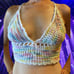 Crop Top Halter Multicolor SM MED Handcrafted Festival Crocheted Pastels