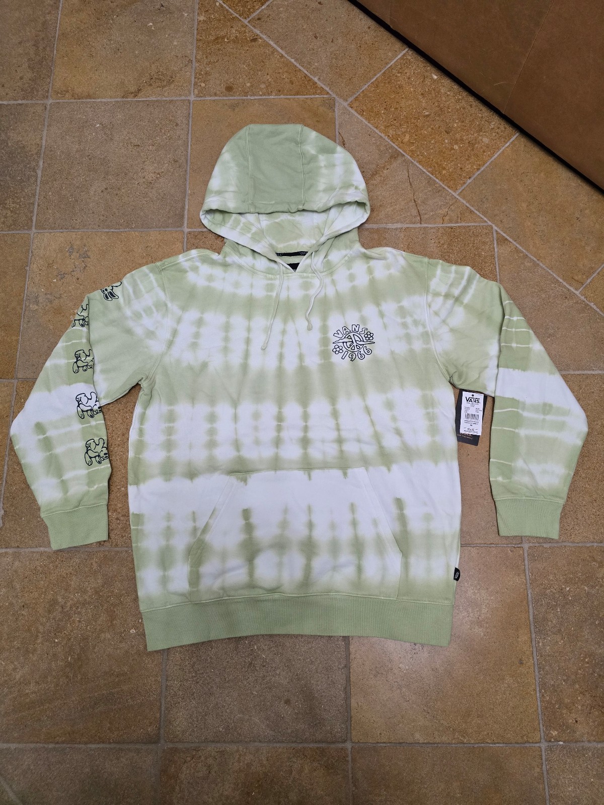 Vans Green-Tie Dye Fleece 1966 Peace Of Mind Sweatshirt Hoodie Men Medium Sk8 SB