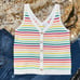 NWT LOFT White Rainbow Striped Button Sweater Tank - SIZE MEDIUM