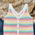 NWT LOFT White Rainbow Striped Button Sweater Tank - SIZE MEDIUM