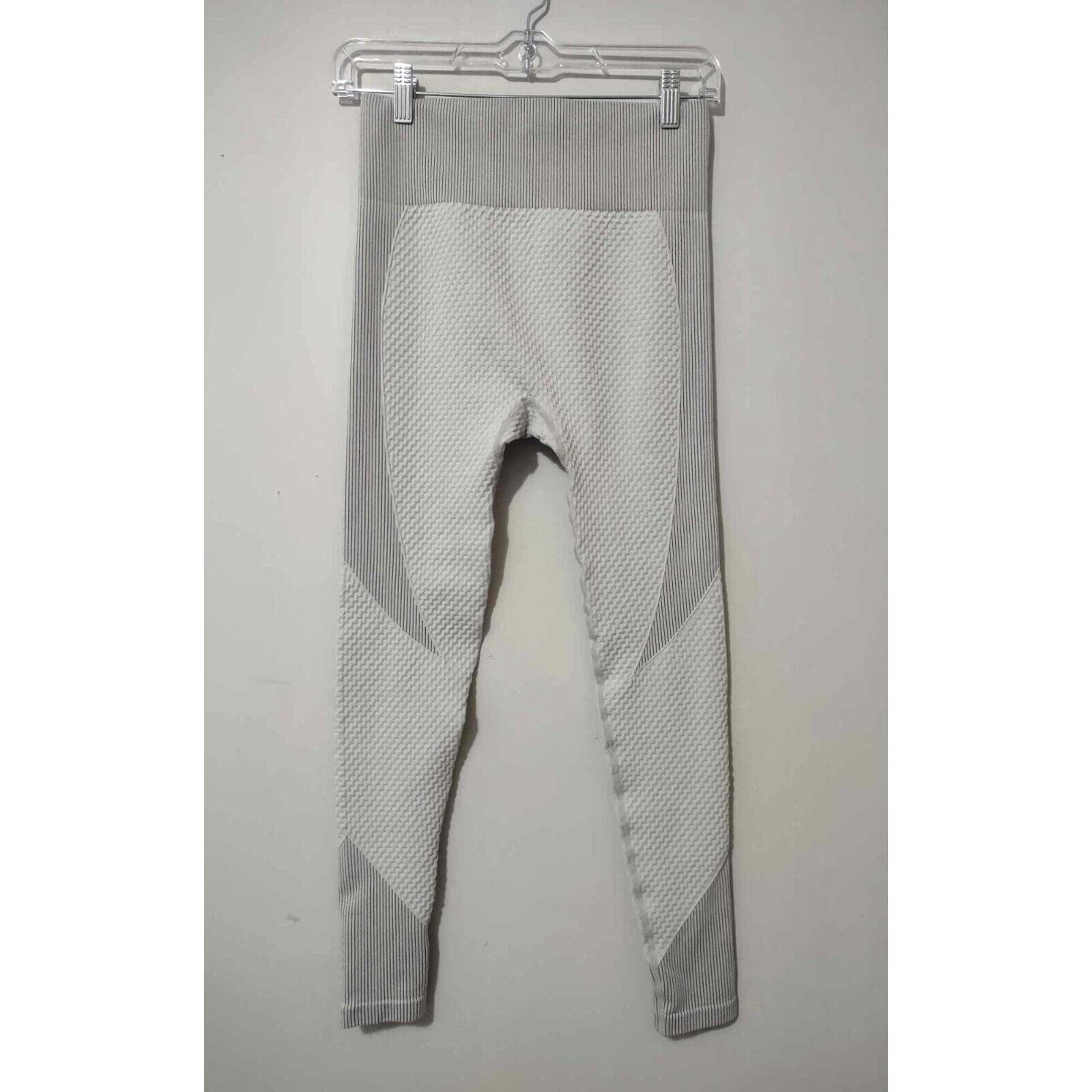 New Mix Textured Light Grey High Waisted Leggings Size Large