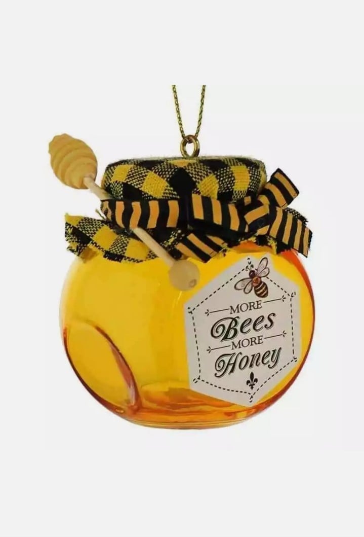 Kurt Adler Honey Jar Glass Ornament More Bees More Honey BNWT LtdEd SO 2023