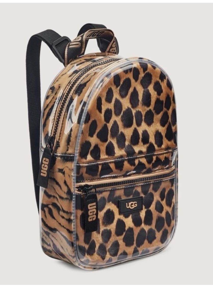 NWOT. Women's Ugg Dannie II Mini Backpack Animal Print Clear. L7” H11” D2.5”