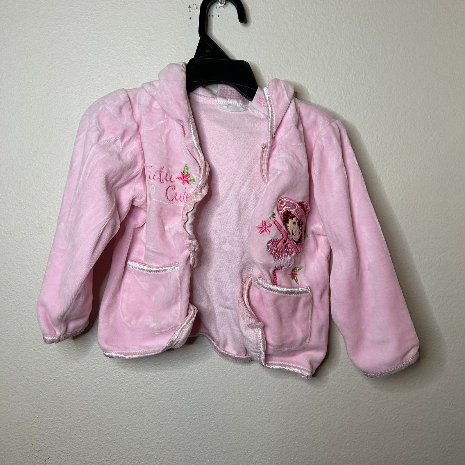 Vintage 2005 Strawberry Shortcake Tutu Cute Embroidered Zip Up Hoodie Size 2T