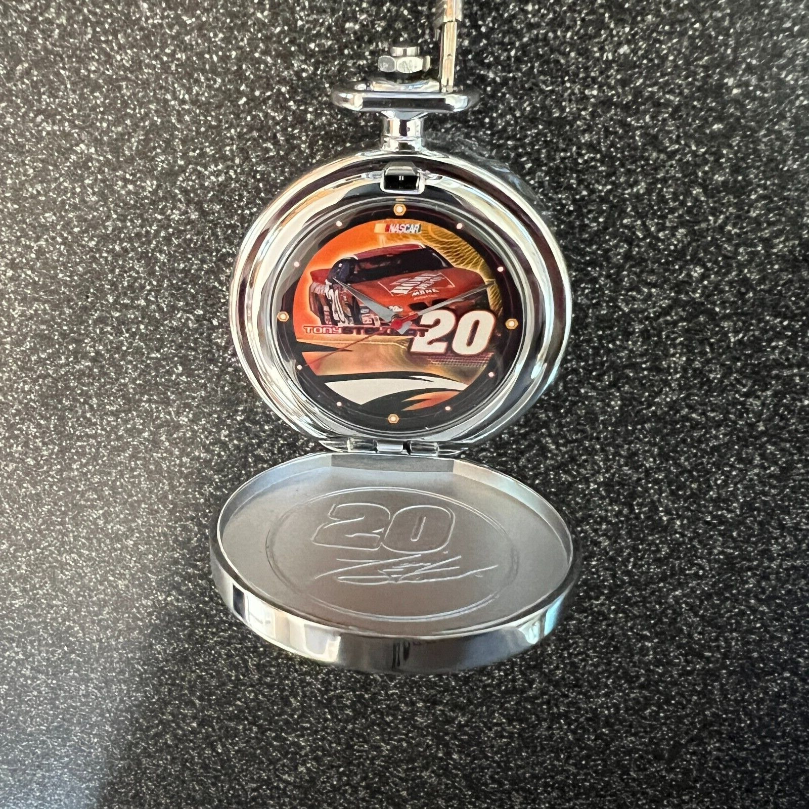 Franklin Mint Tony Stewart Home Depot 20 NASCAR Pocket Watch w Pouch Collectible