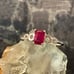 Emerald cut Genuine Ruby Silver Ring
