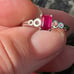 Emerald cut Genuine Ruby Silver Ring