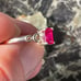 Emerald cut Genuine Ruby Silver Ring