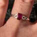 Emerald cut Genuine Ruby Silver Ring