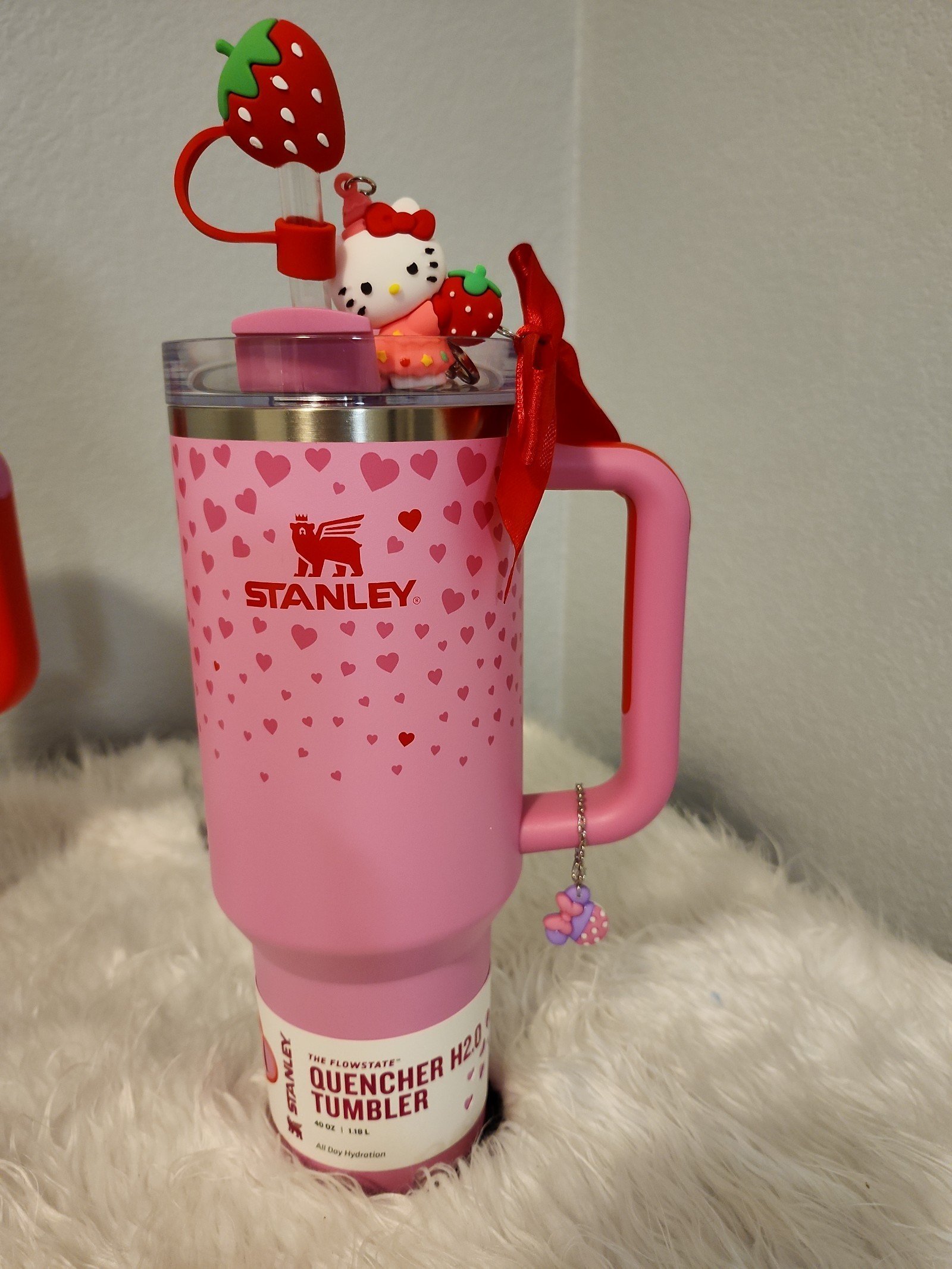 Stanley 40 oz Stainless H2.O FlowState Quencher Tumbler Ruby Hearts VALENTINE