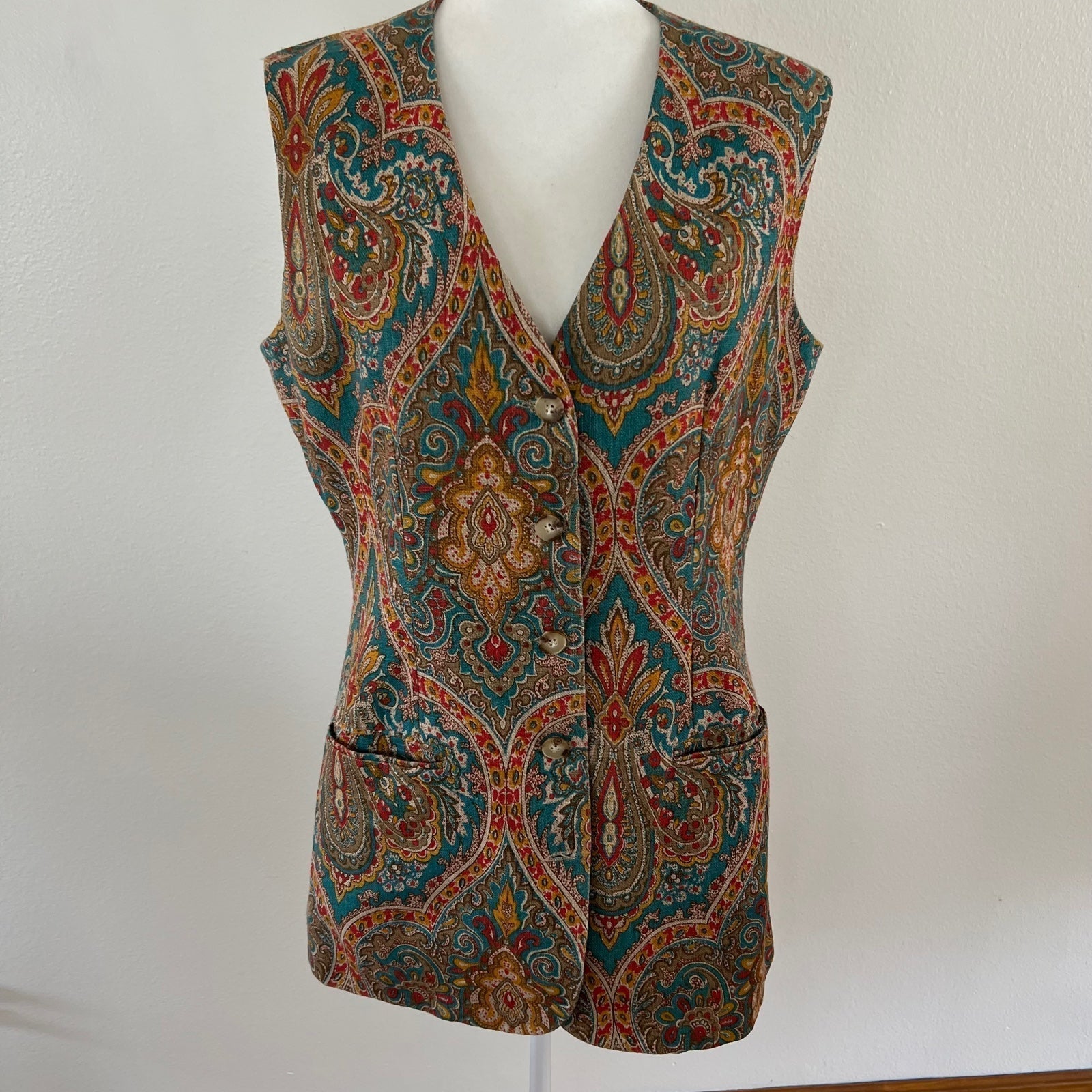 Vtg The Limited Collection Western Sleeveless Vest Women’s Linen Large Long