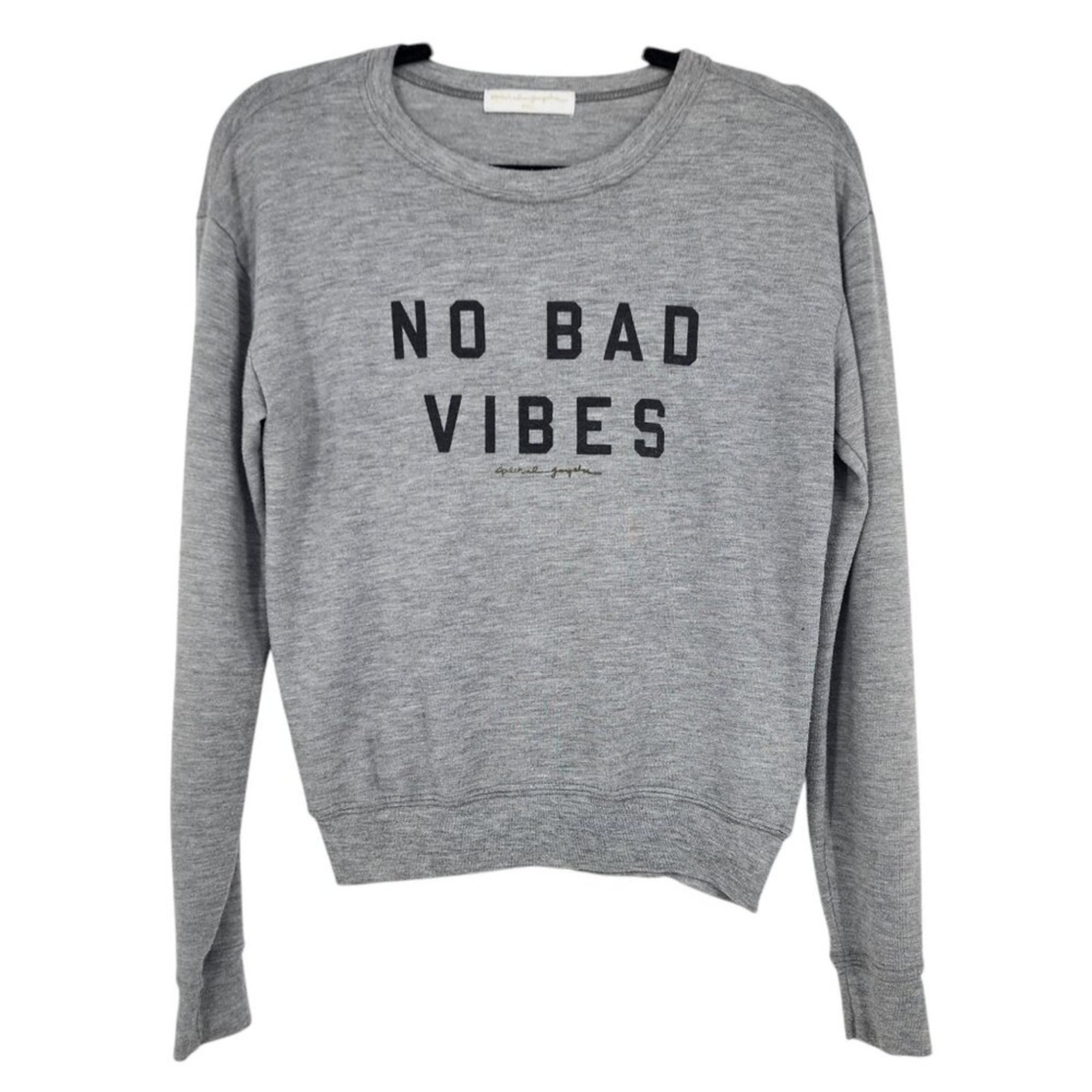 No Bad Vibes Graphic Gray Crewneck Sweatshirt By Spiritual Gangster S