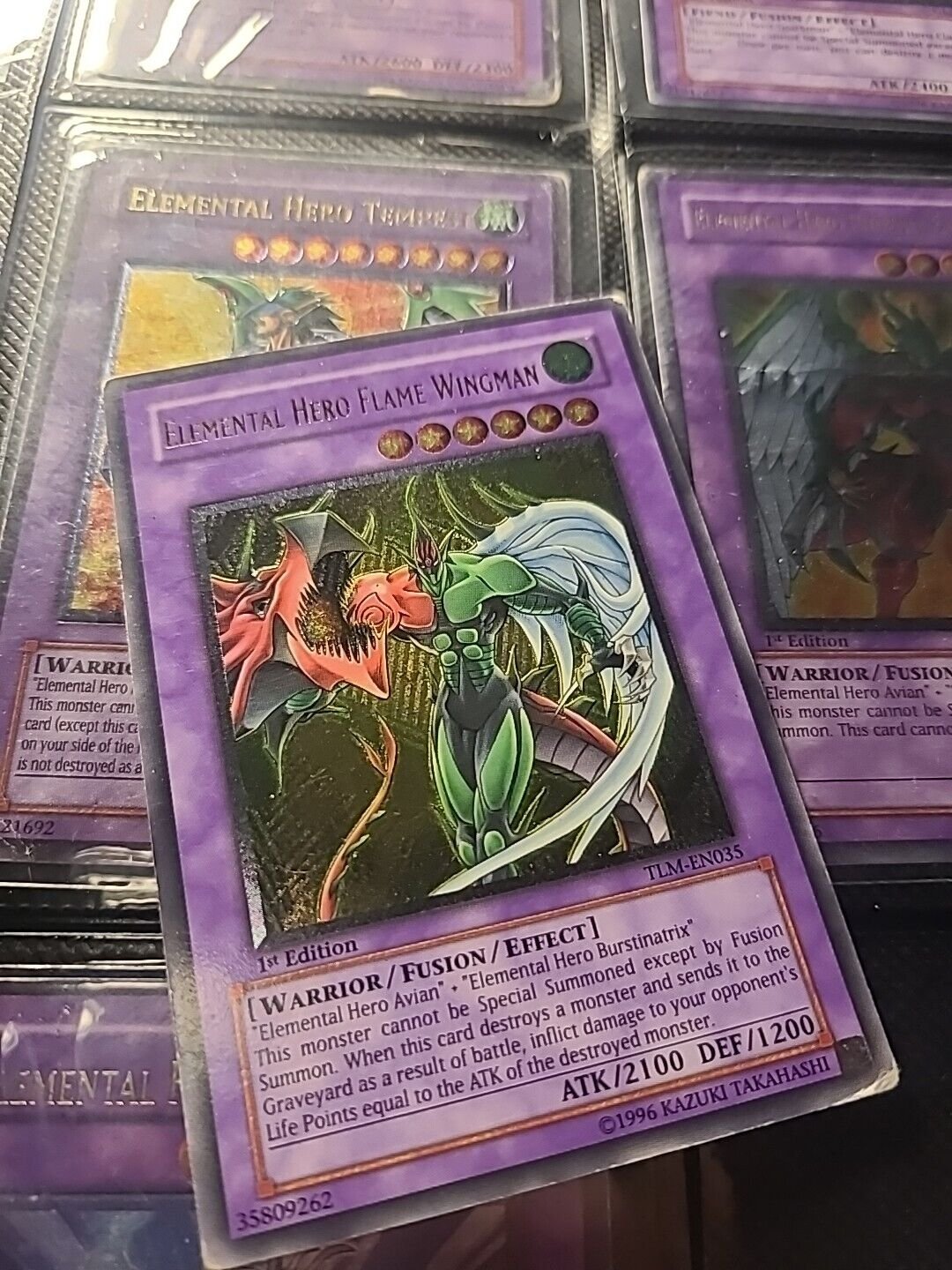 Yugioh Elemental Hero Flame Wingman TLM-EN035 Ultimate Rare 1st Ed SILVER EYE LP