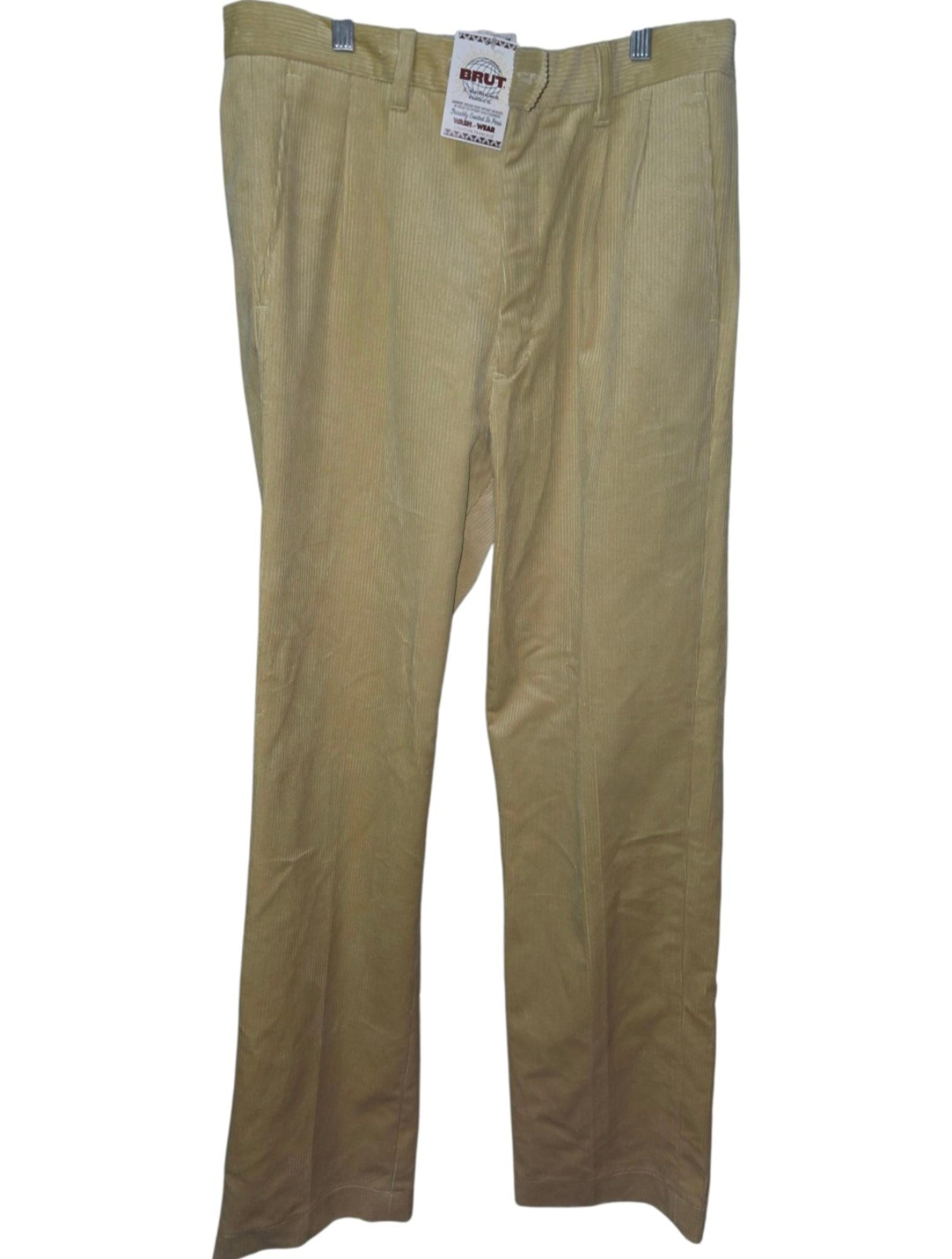 Brut Archives Corduroy Pleated Mens Pants Ivy Cord Beige Size 34
