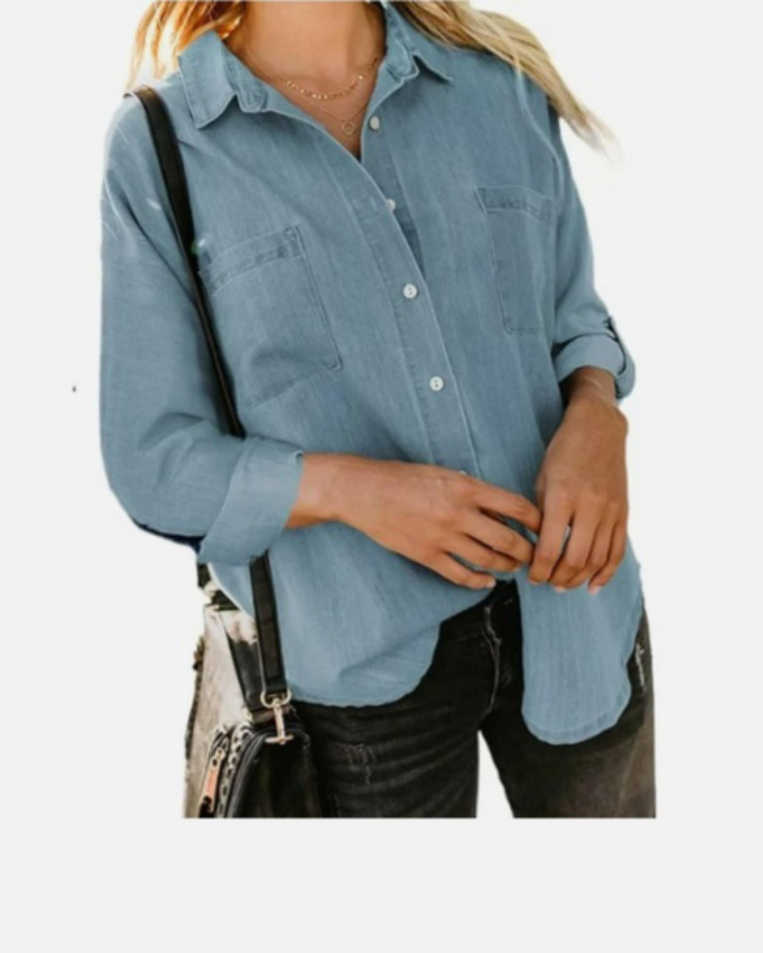 Women's Casual lightweight Oversized Button Down Shirt Size Large
