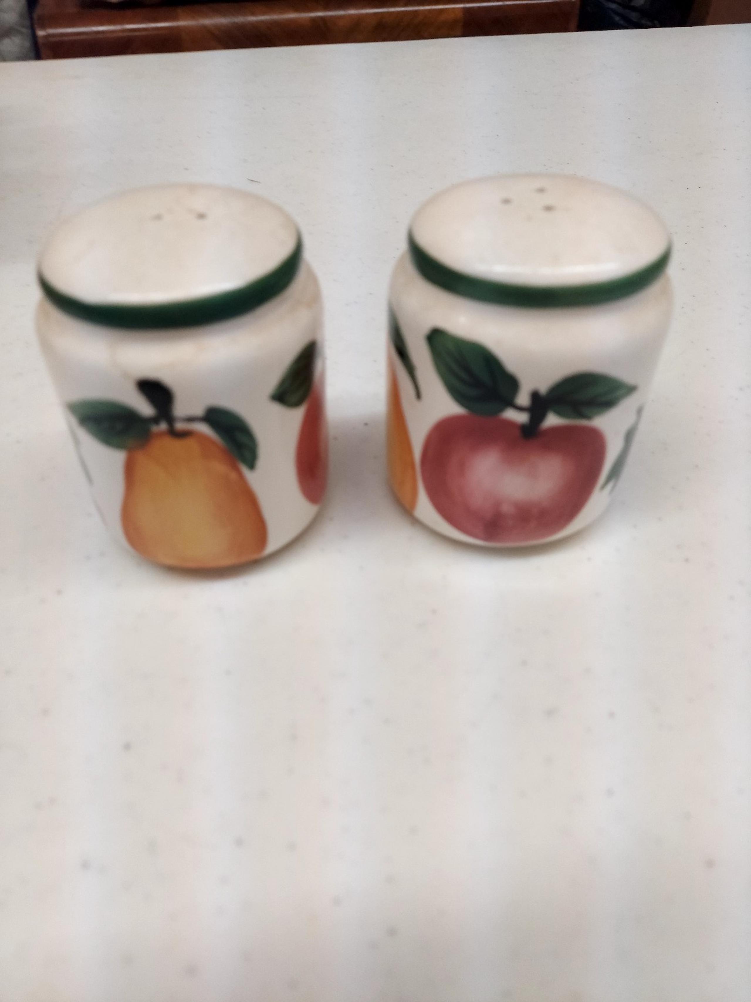 VINTAGE PORCELAIN FRUIT SALT AND PEPPER SHAKERS