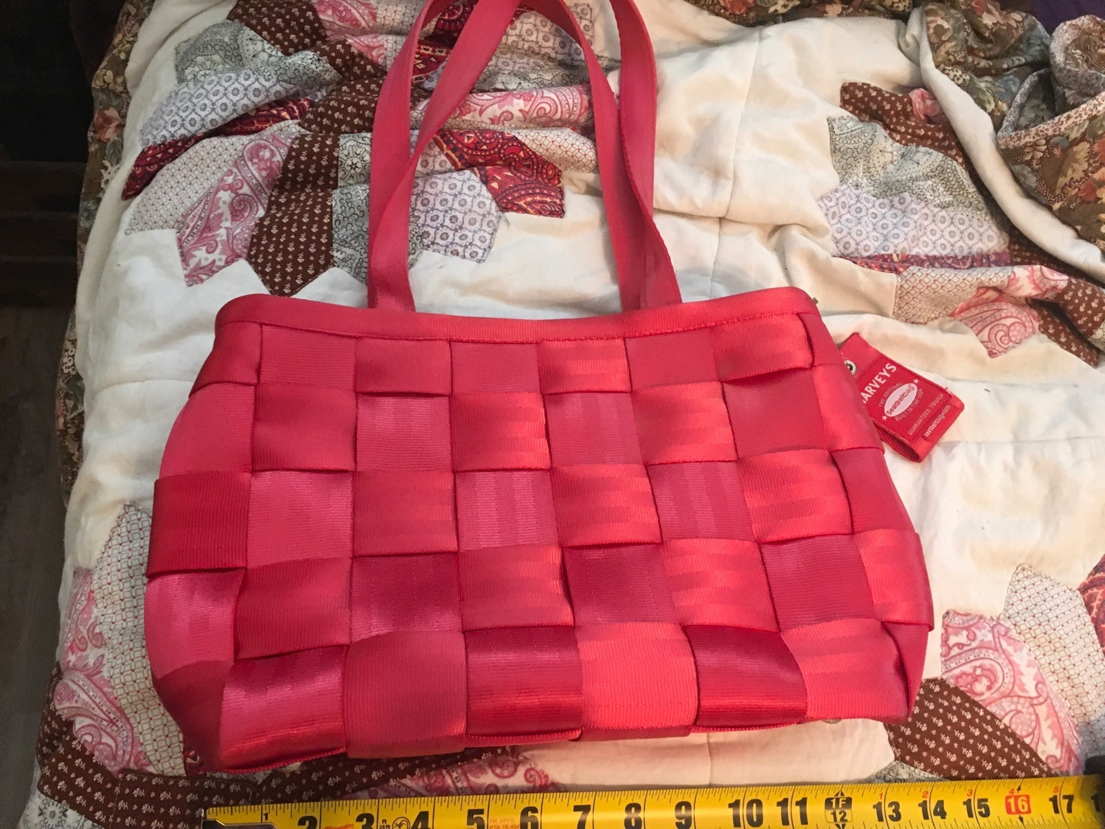 Harveys Red woven seatbelt bag purse