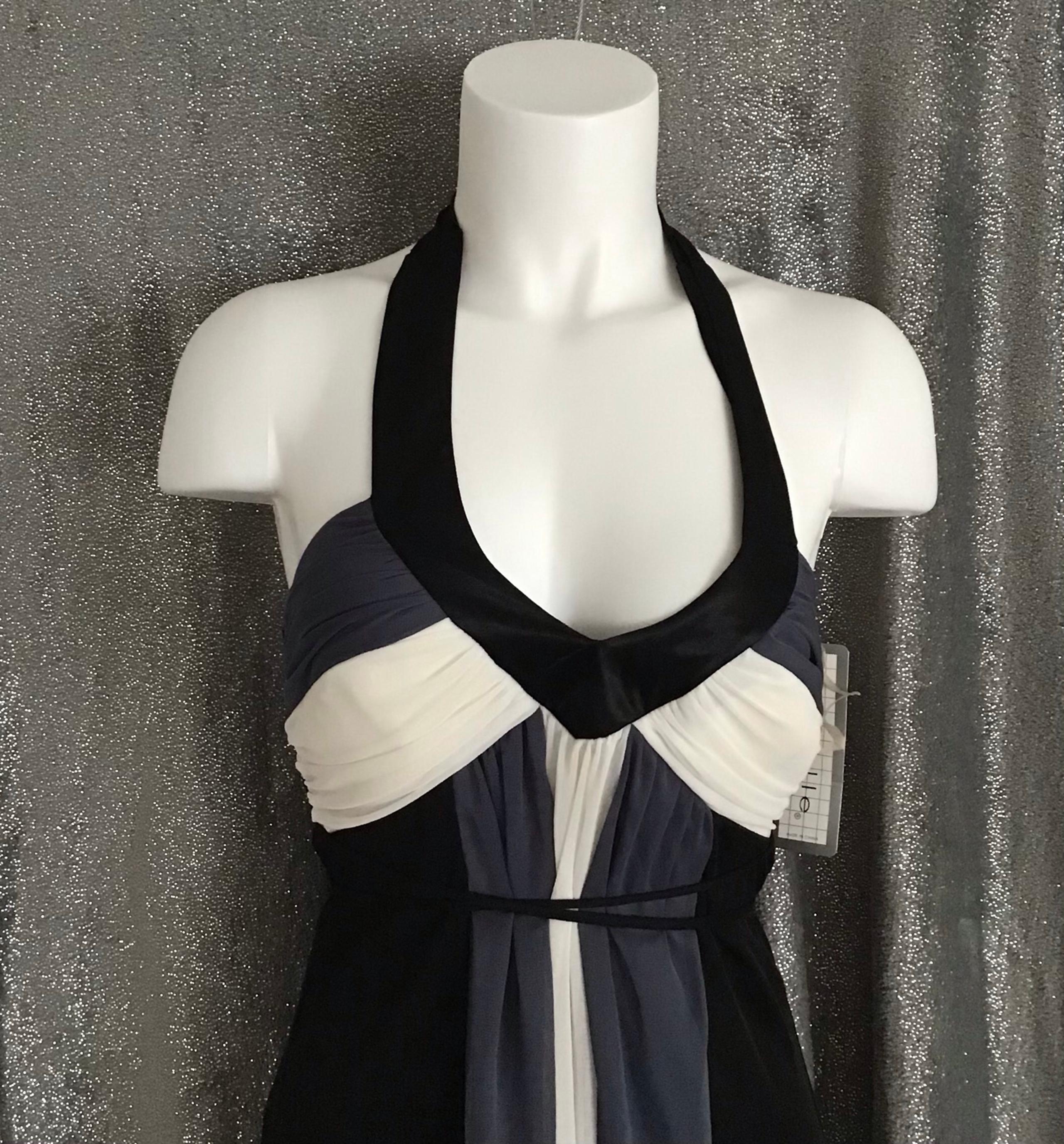NWT La Belle Black Grey White Dress Size S