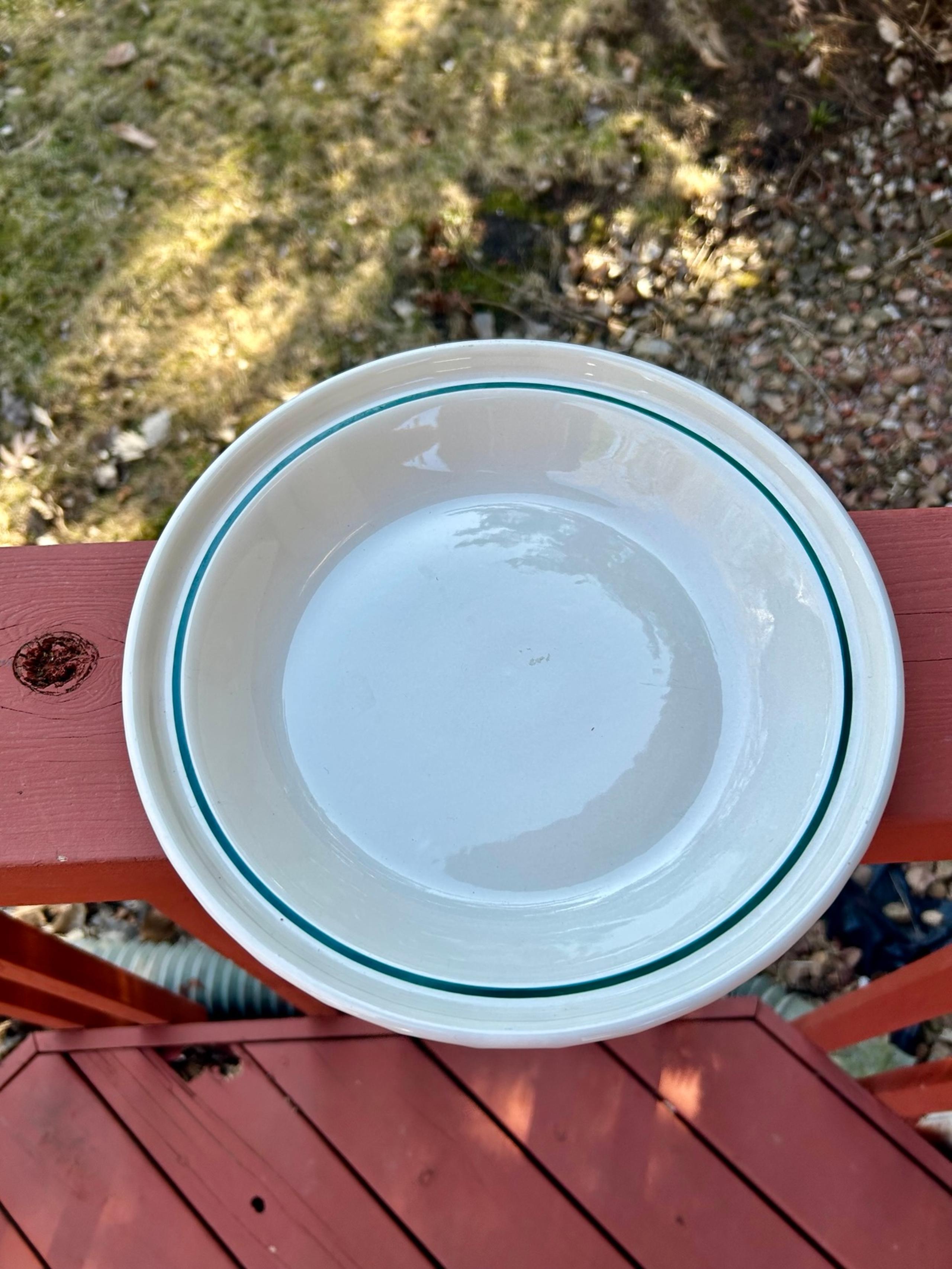 Longaberger Pottery Cottagecore Deep Pie Plate Baking Dish Green Vintage USA 10"