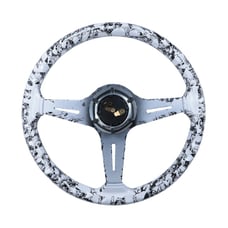 BRAND NEW UNIVERSAL 350MM Skull Graphic Acrylic Deep Dish 6 Holes Steering Wheel