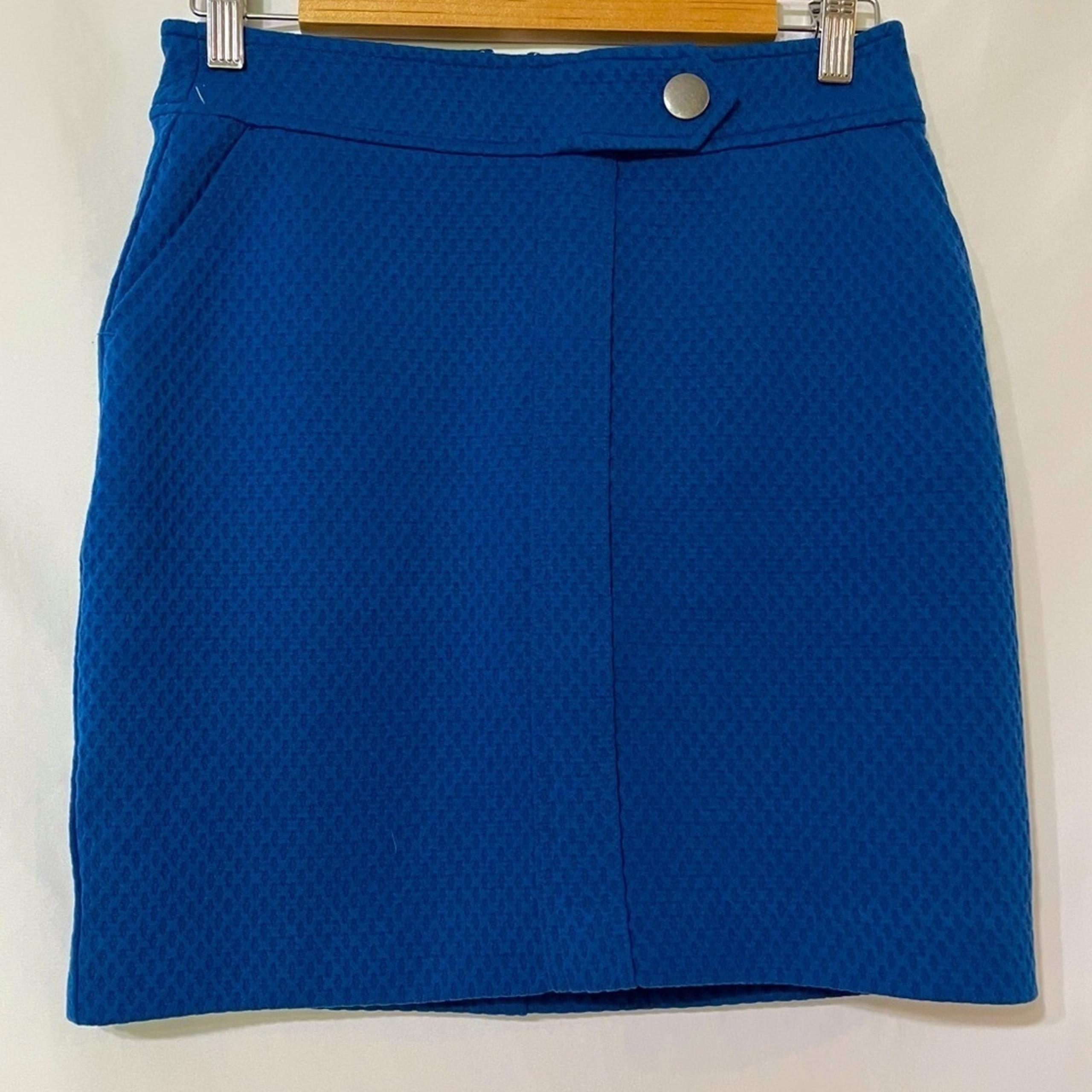 Banana Republic Royal Blue Textured Mini Pencil Skirt Womens 0 Career Office