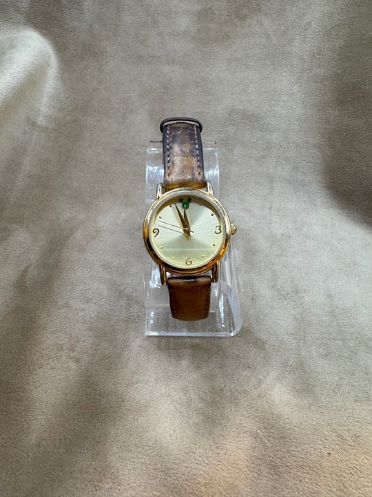 Women's Time Works Disney Watch with Green Gem Mickey Mouse Accent