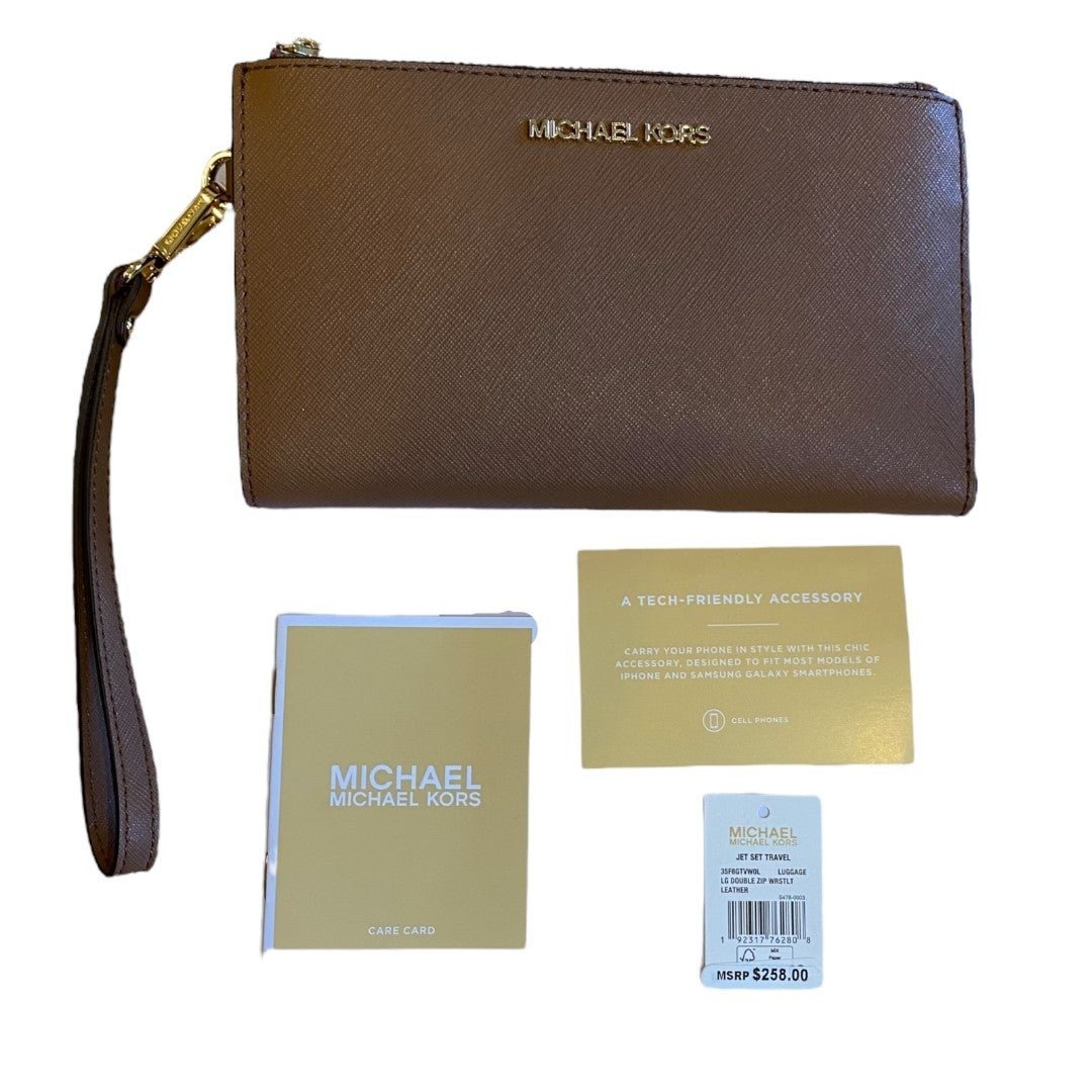 Michael Kors Jet Set Double Zip Brown Wallet NWT