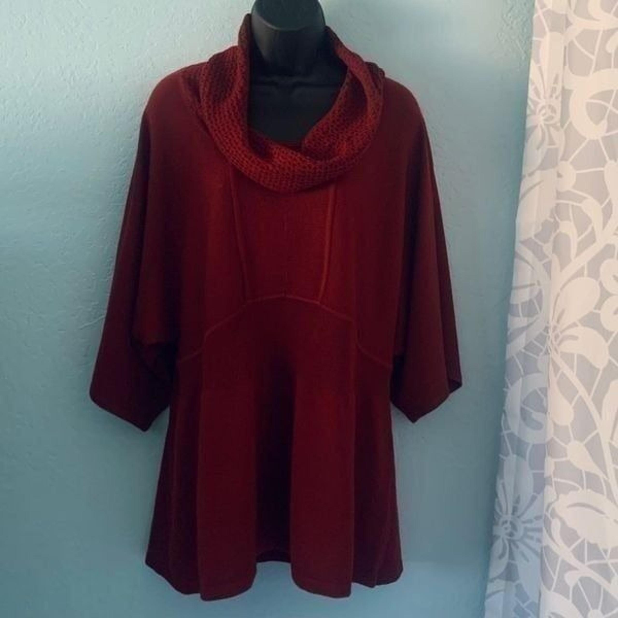 Christopher & Banks Burgundy Red Cowl Neck Tunic Sweater Size Large