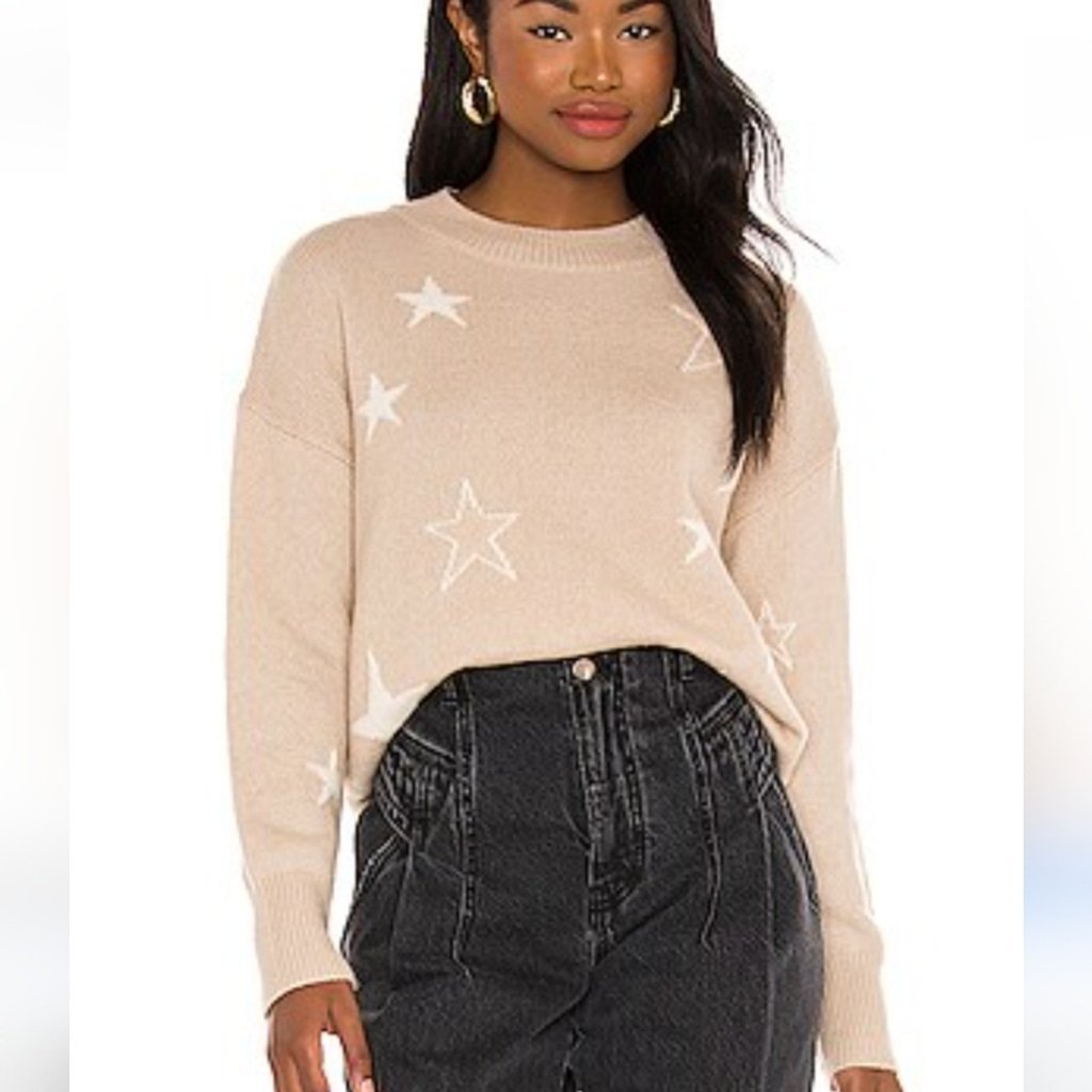 Rails Kana Sweater Pullover Crew Camel Stars Knit Wool Cashmere Soft Size XS