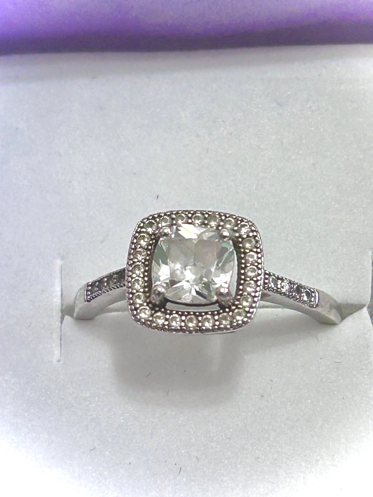 Sterling Silver CZ Halo Ring Size 7 3/4