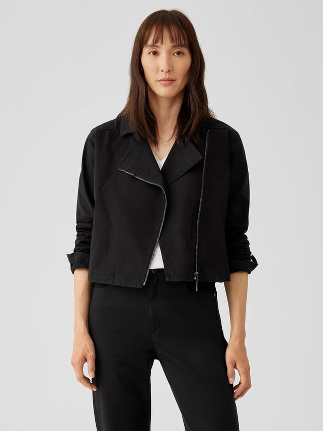 NWT Eileen Fisher Organic Cotton Denim Notch Collar Jacket