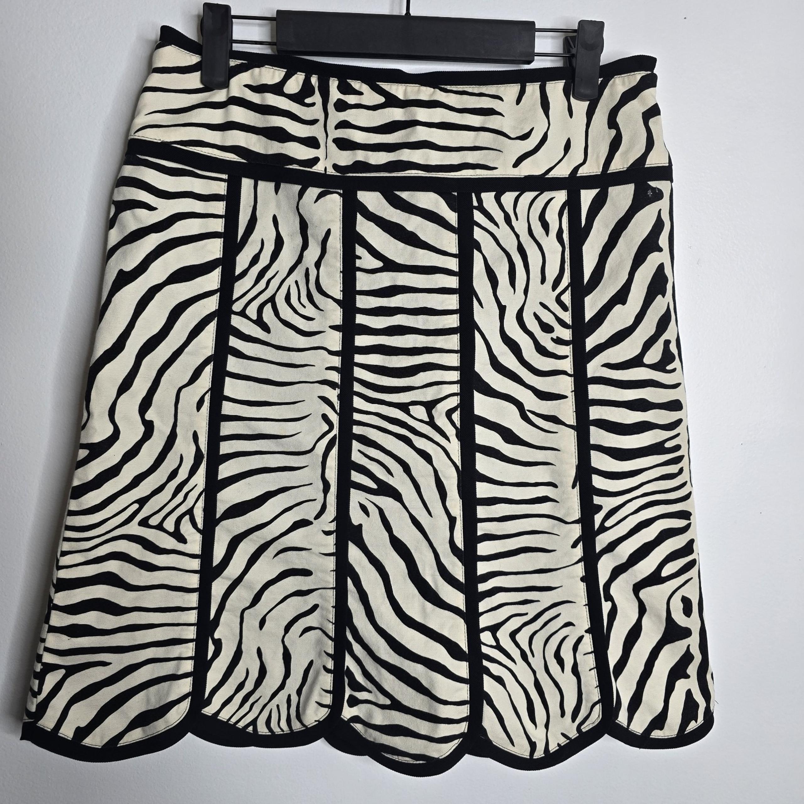 Nanette Lepore Zebra Tulip Skirt Black White A-line USA Made Career Size 4