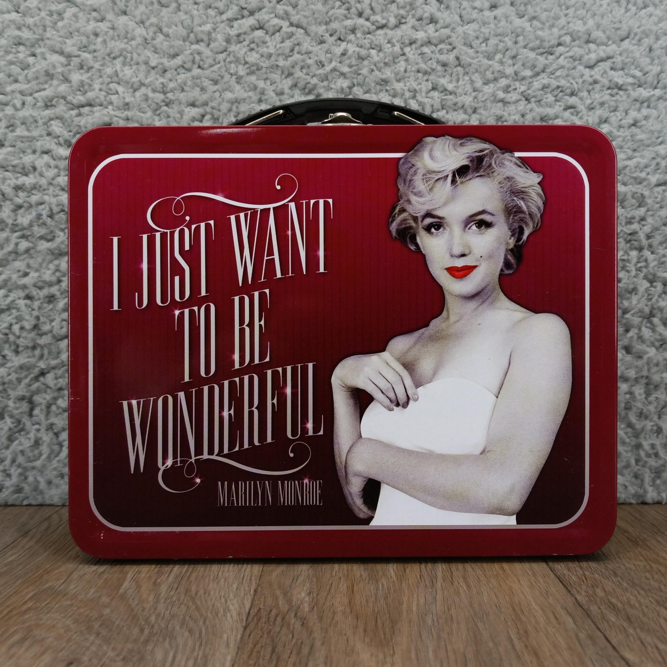 Vandor Marilyn Monroe Lunch Box Wonderful Quotes Small Tin Tote Box Container