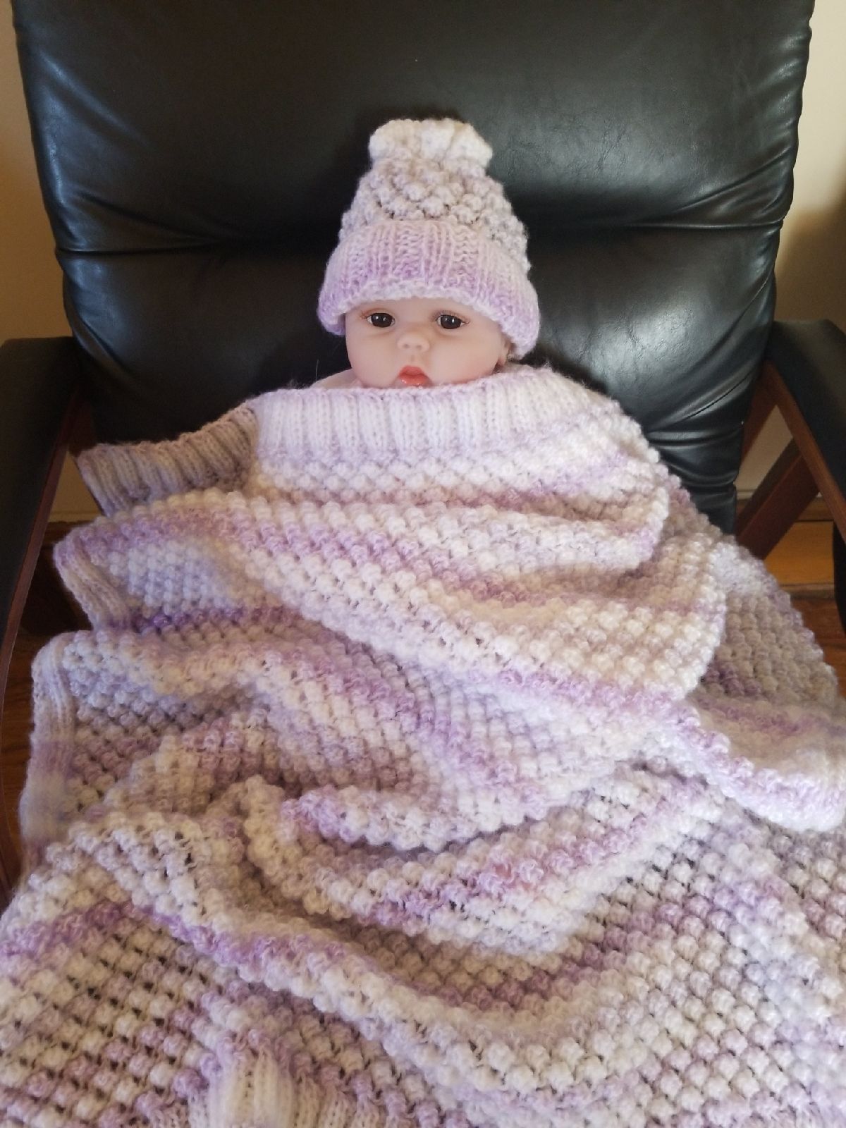 Handmade Baby Blanket with Matching Hat
