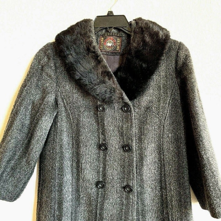 Vtg Lambs Wool Coat Small Mink Collar