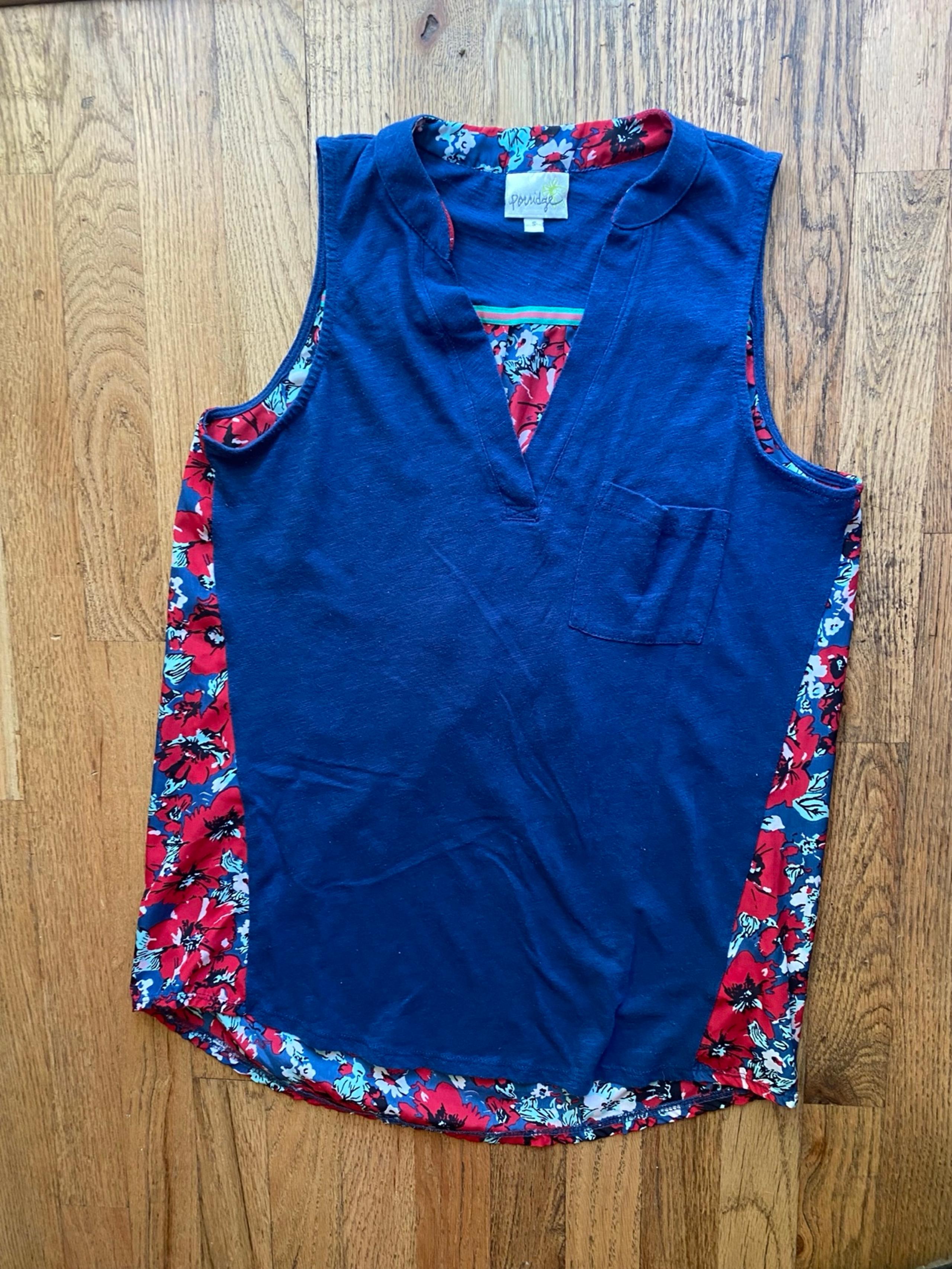 Anthropologie Porridge Small floral navy shirt #842