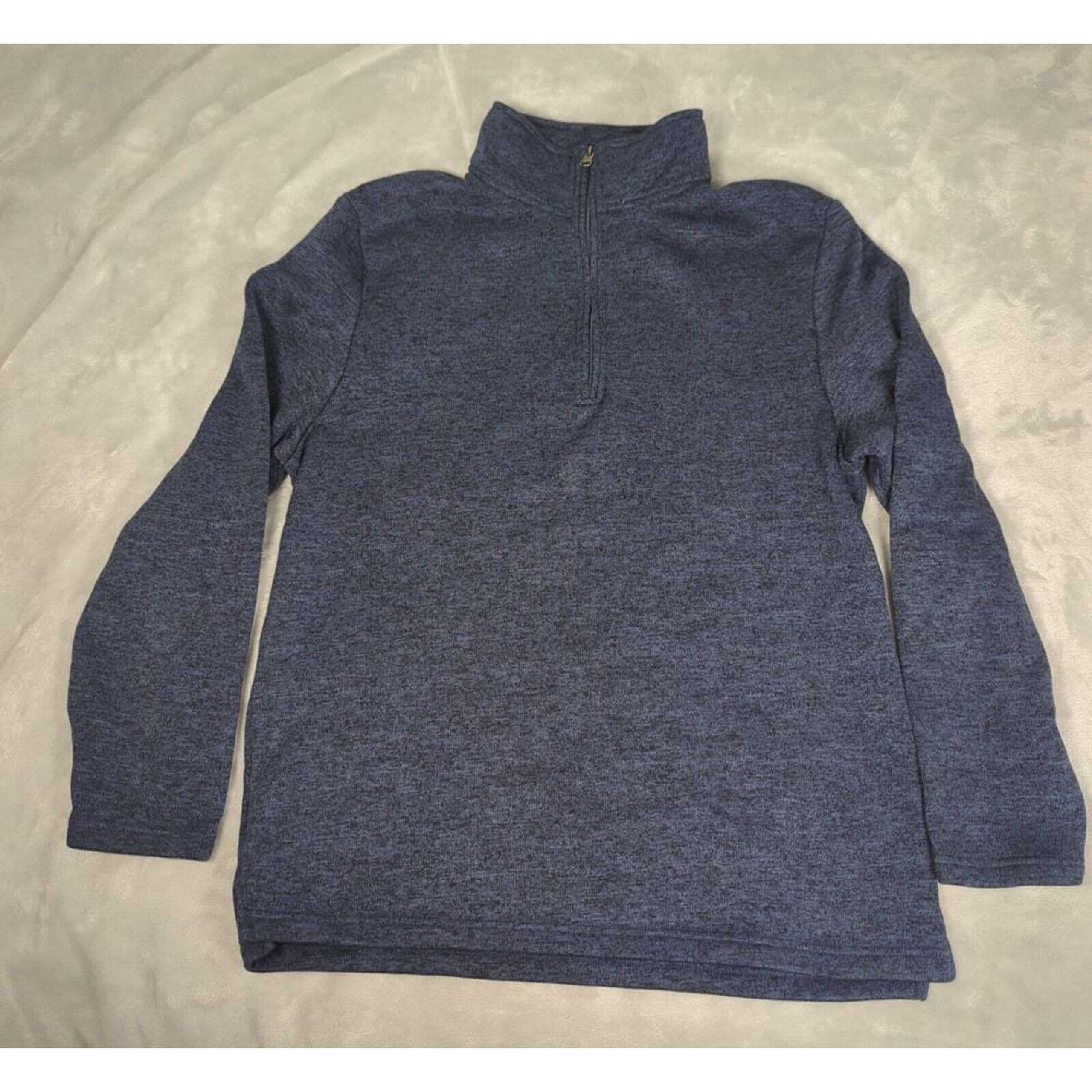Beverly Hills Polo Club Sweater Mens Large Heather Blue 1/4 Zip Knit Pullover
