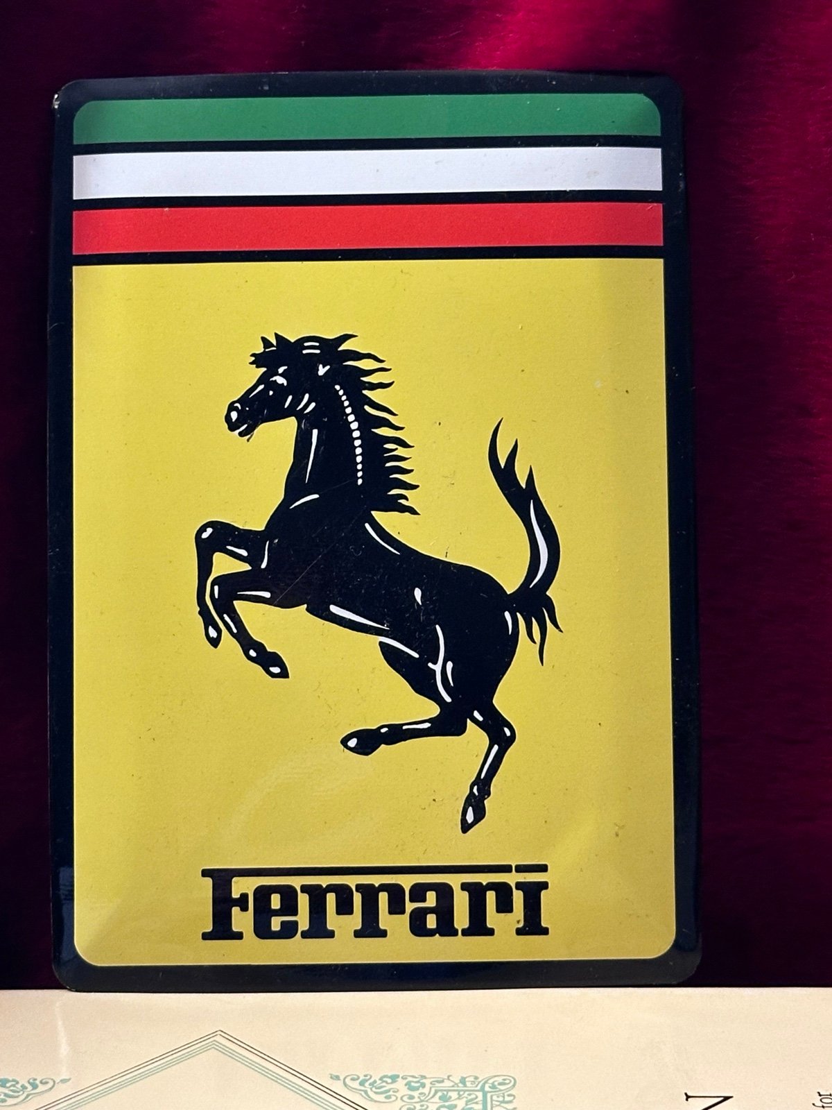 Vintage metal plaque Ferrari Logo Yellow rare