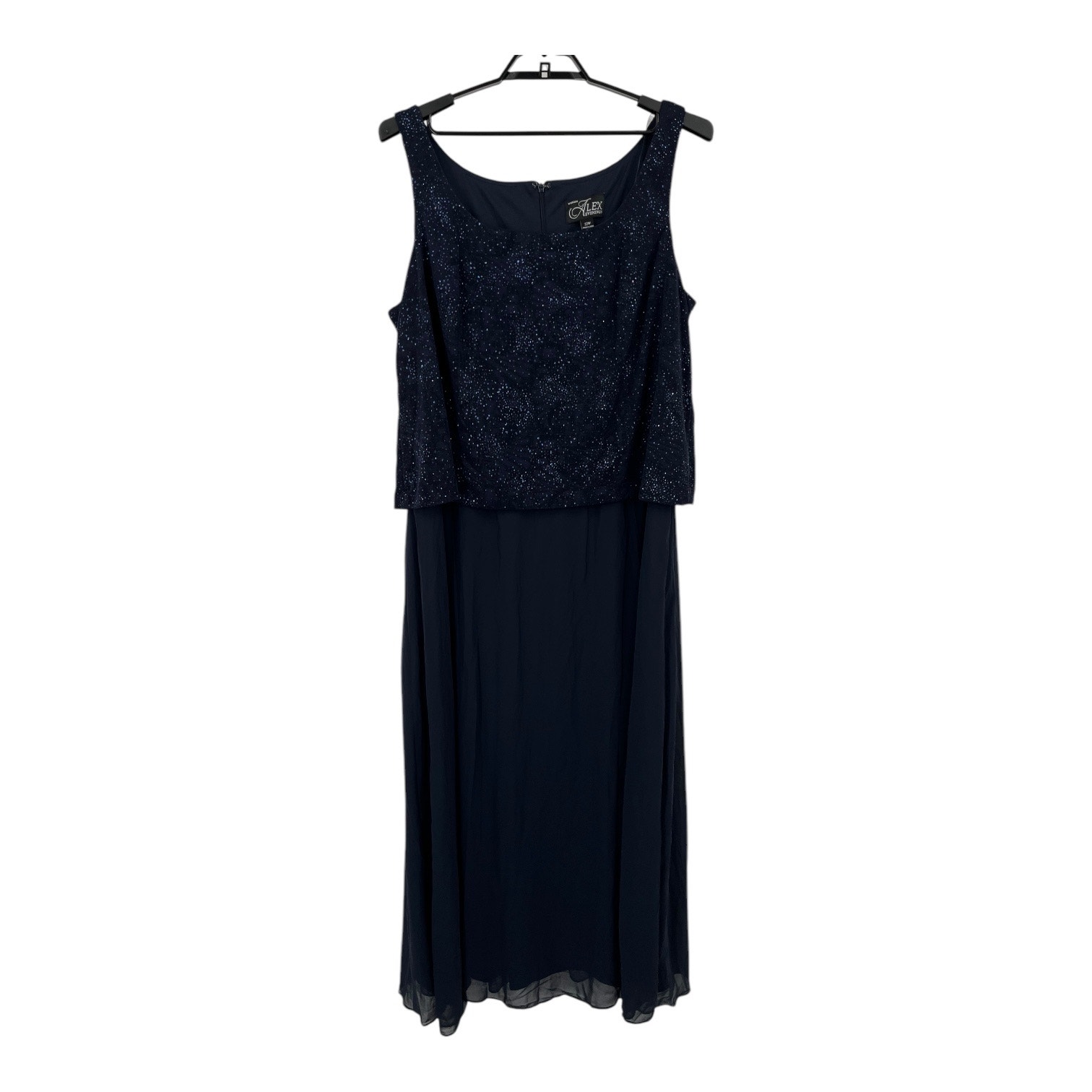 Alex Evenings dress glitter jacquard knit blue size 22W