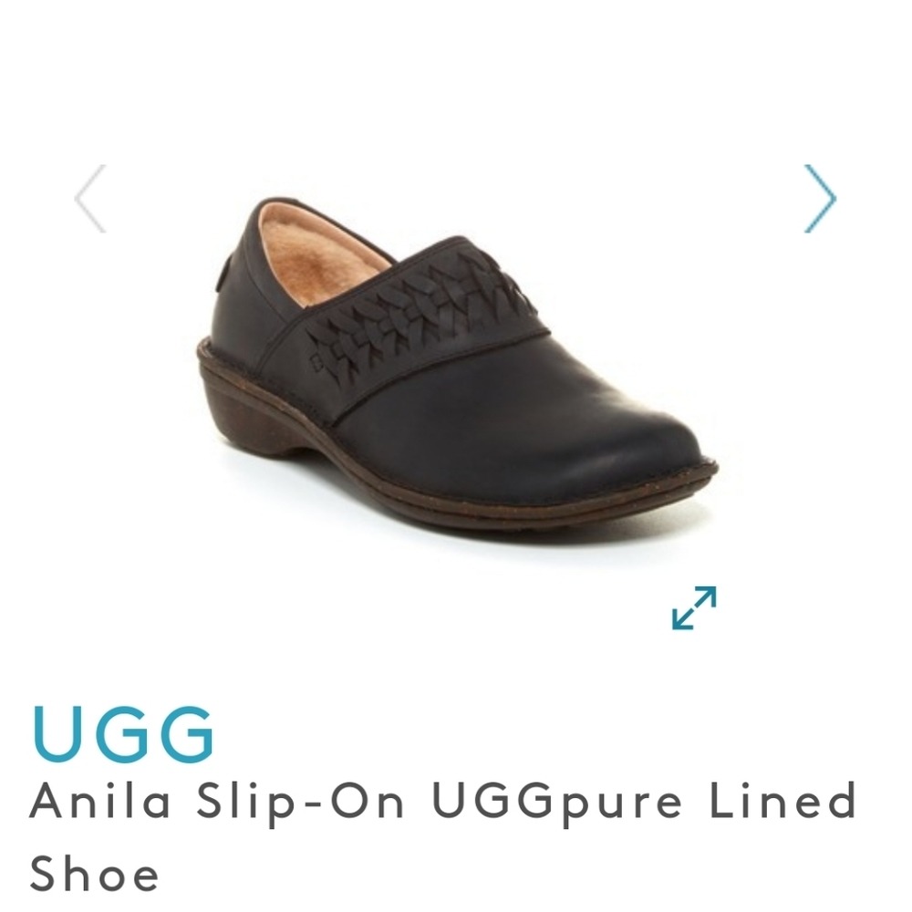 Ugg black leather slip ons