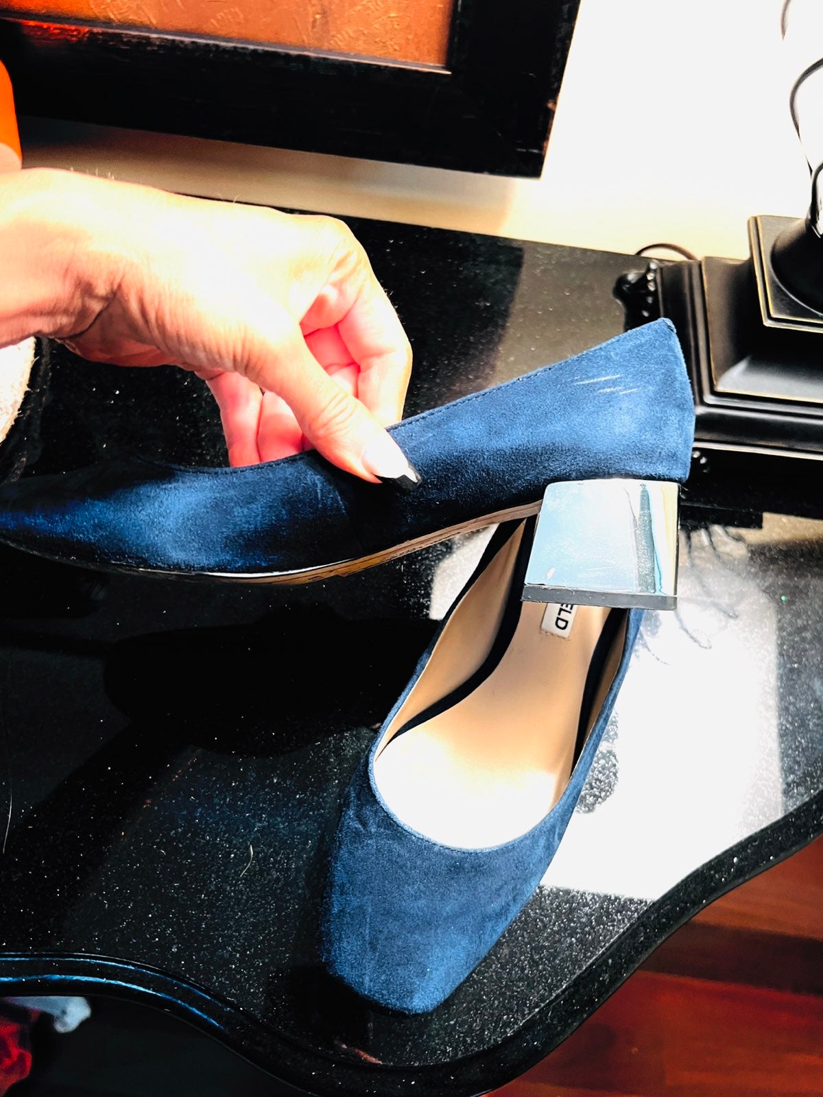 Karl Lagerfeld Midnight Blue Suade Pumps