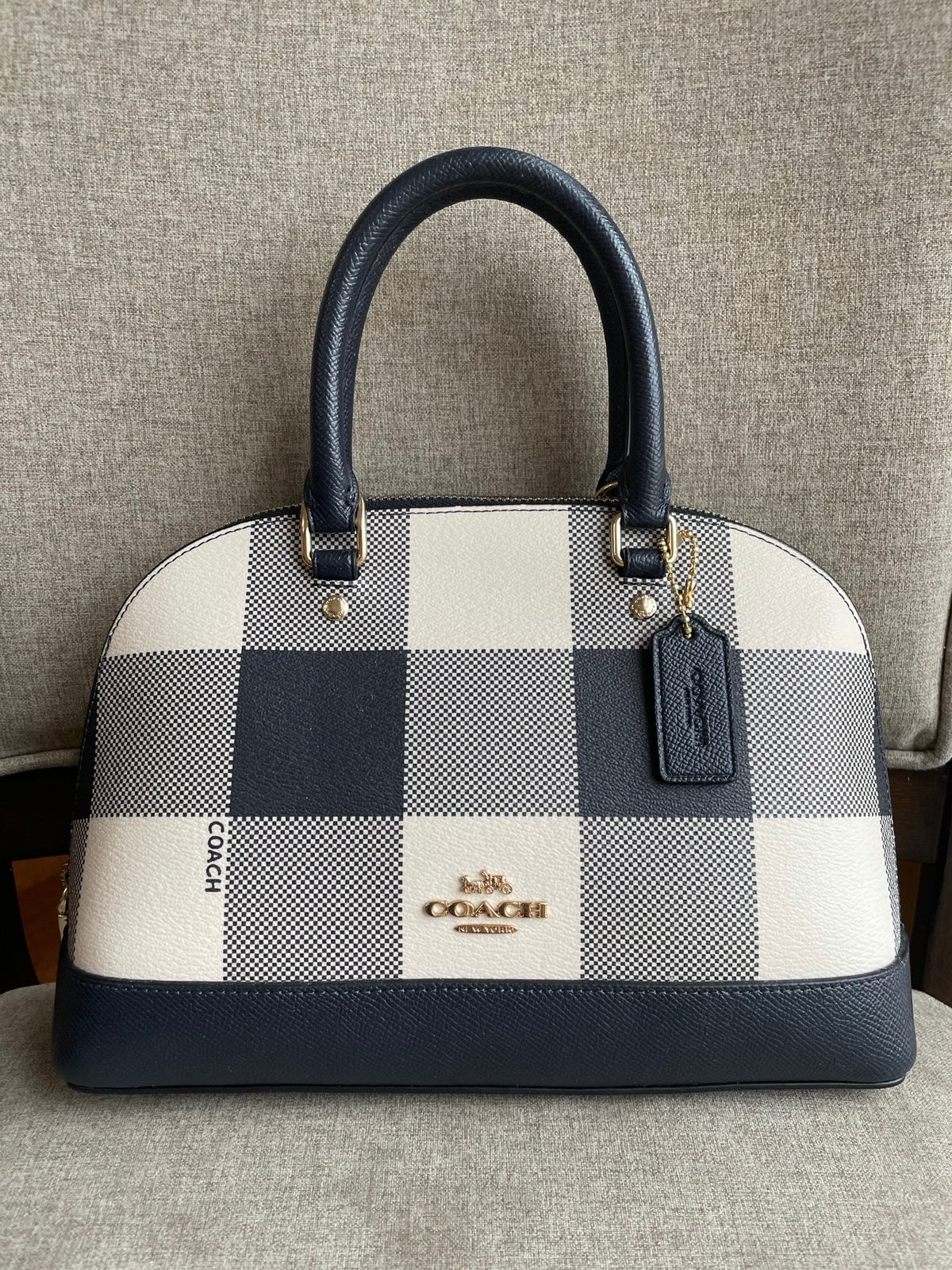 NWT！COACH SIERRA SATCHEL WITH BUFFALO PLAID PRINT （COACH F25918）