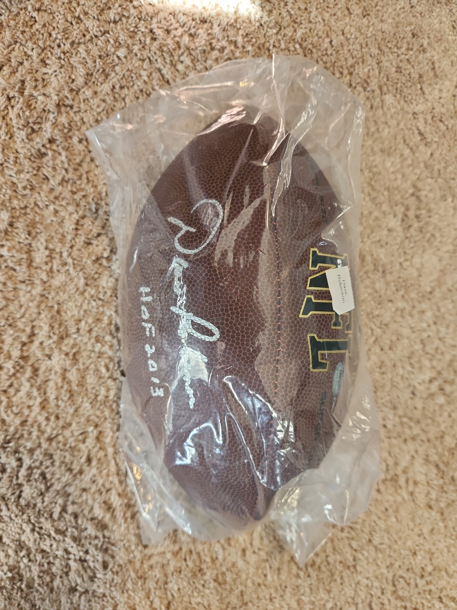 Dave Robinson Autographed Football (certified)