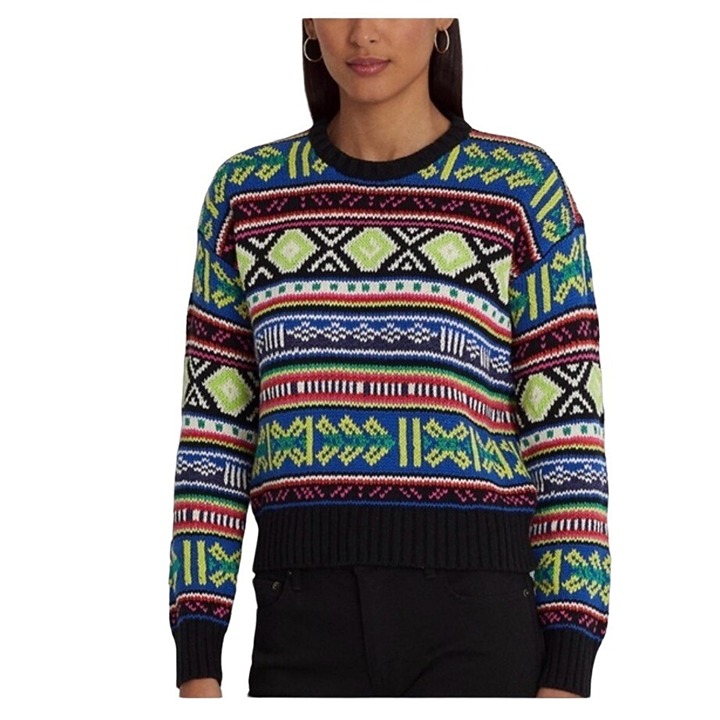 NWT Ralph Lauren Black Label Geo-Motif Aztec Southwestern Linen Knit Size XLarge