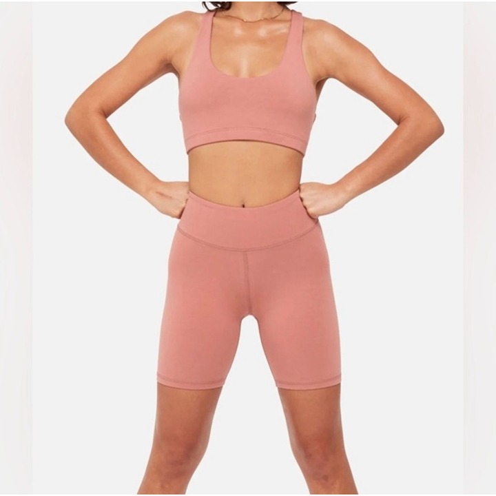 NWT MATE the Label Rose Pink Organic Stretch Biker Short - Size S