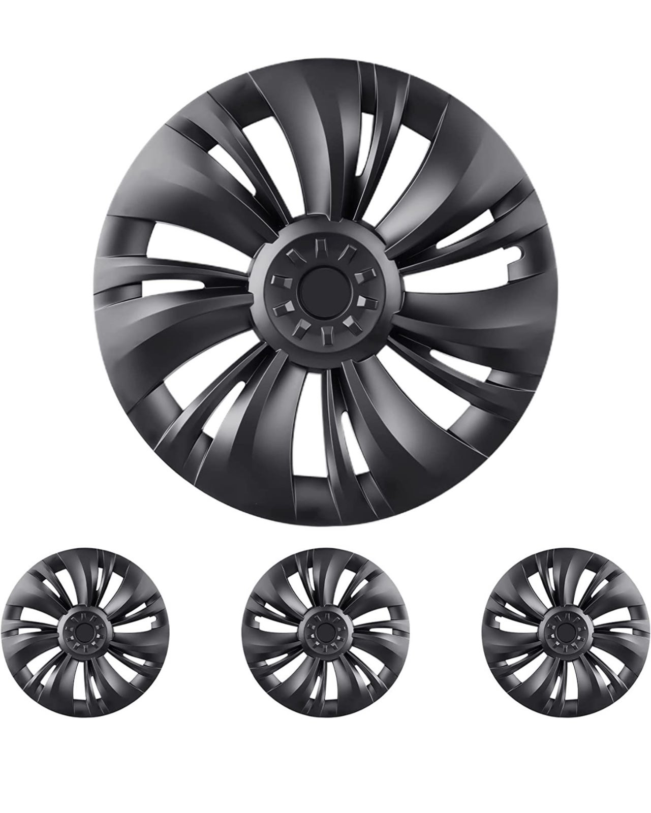 Tesla model Y 19 inch wheel hub cap rimcover set of 4 matte black