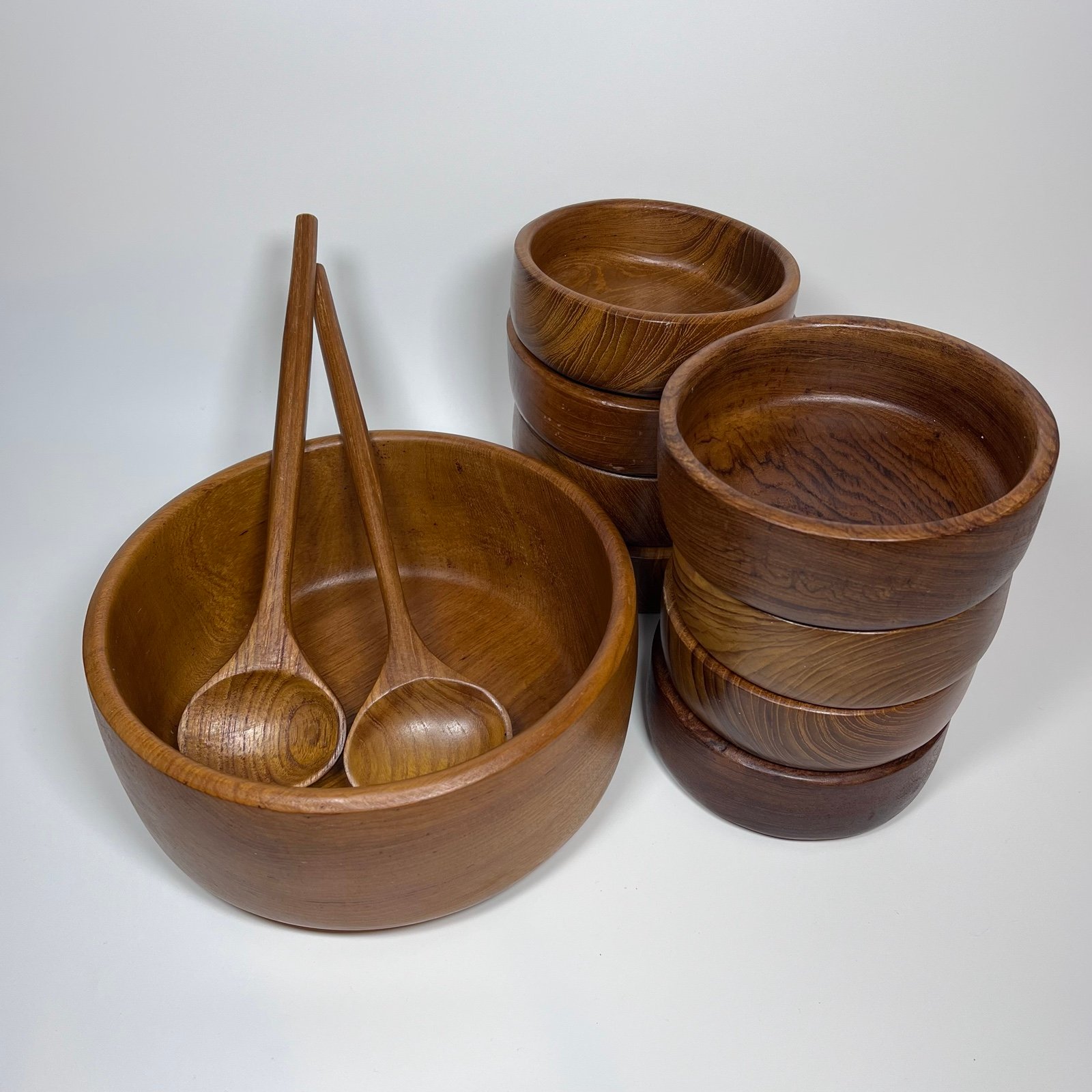 Gailstyn Sutton Genuine Teak Salad Bowl Serving Set with Utensils 11 Piece Set
