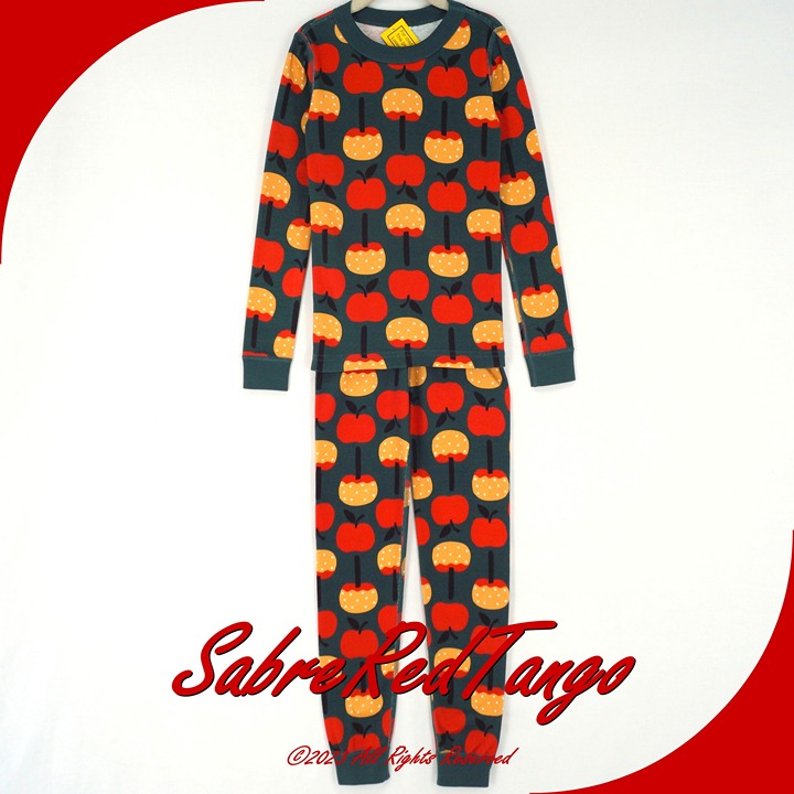NWT Hanna Andersson Organic Long Johns Pajamas Candy Apples Print 120 6 7