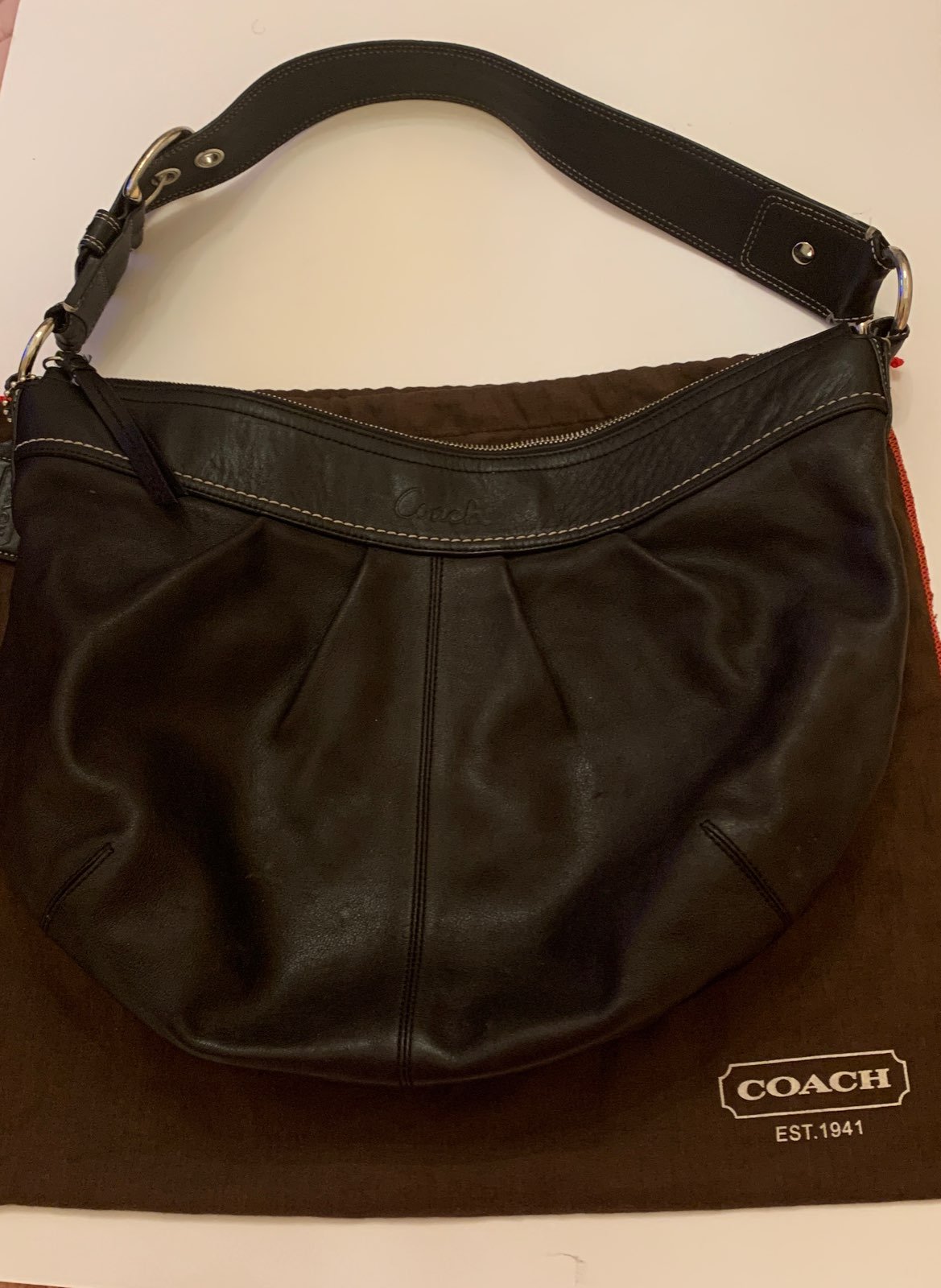 Coach Black All Leather Hobo Bag